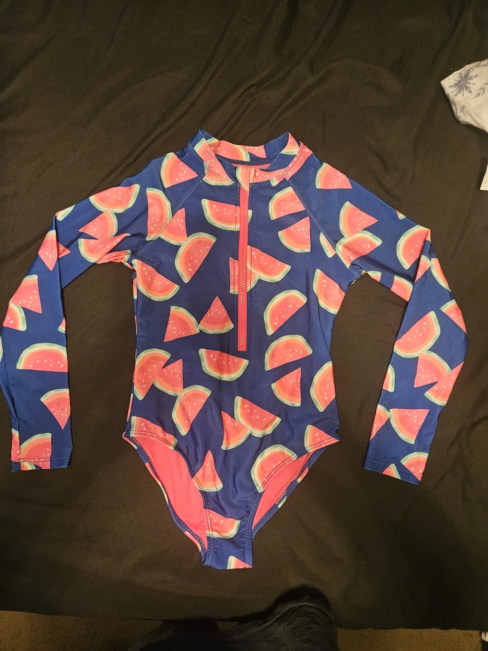wonder nation Blue Long-Sleeve Watermelon Print One-Piece Swimsuit